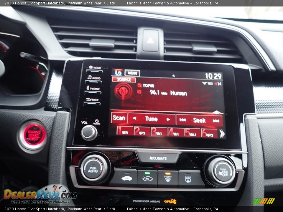 2020 Honda Civic Sport Hatchback Platinum White Pearl / Black Photo #14