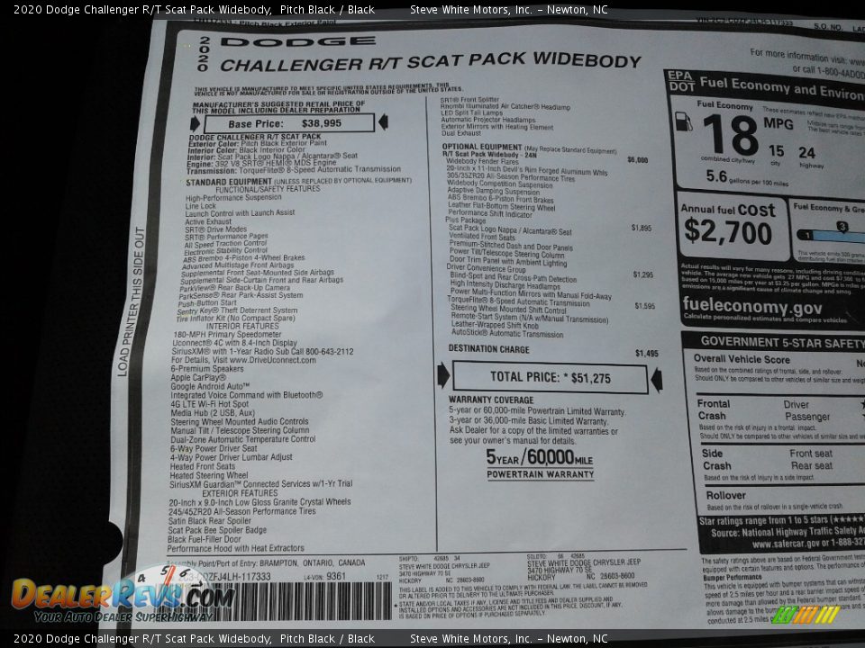 2020 Dodge Challenger R/T Scat Pack Widebody Pitch Black / Black Photo #27