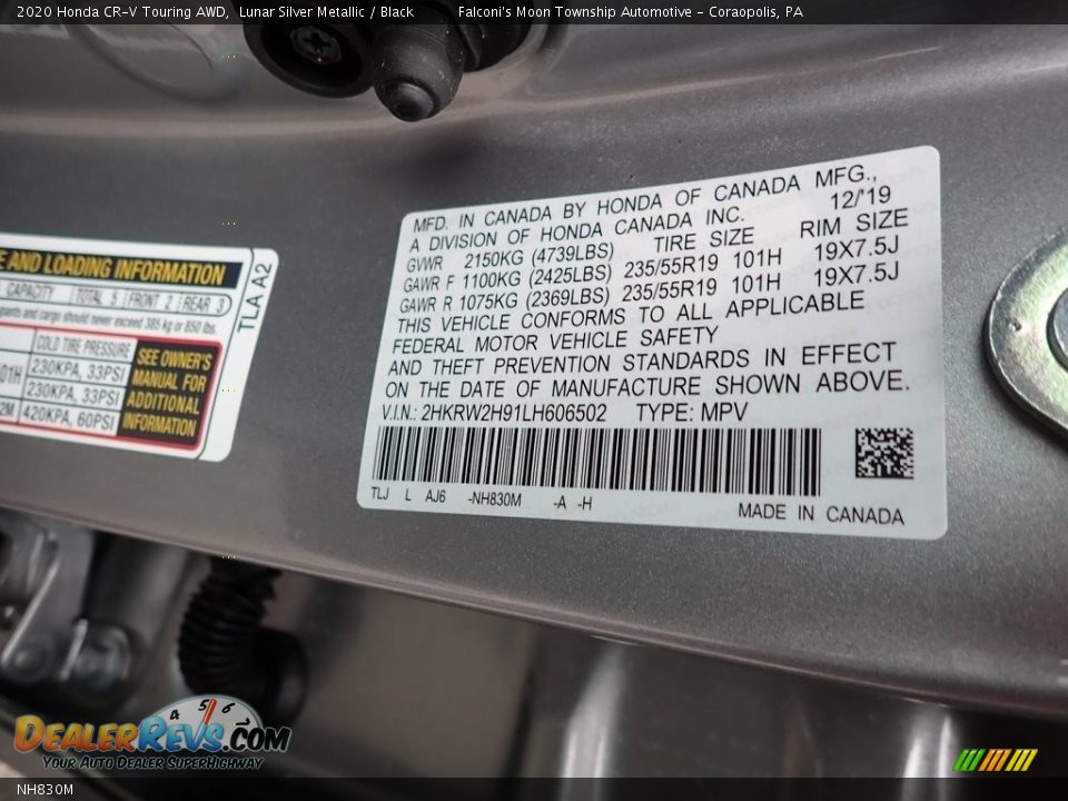 Honda Color Code NH830M Lunar Silver Metallic