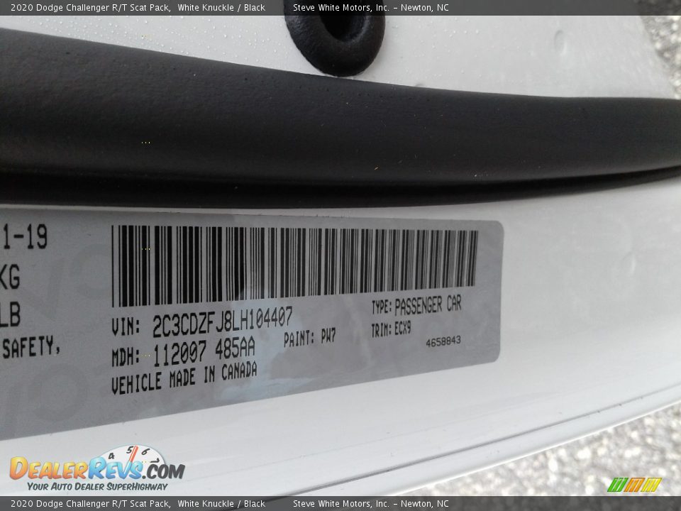 2020 Dodge Challenger R/T Scat Pack White Knuckle / Black Photo #29