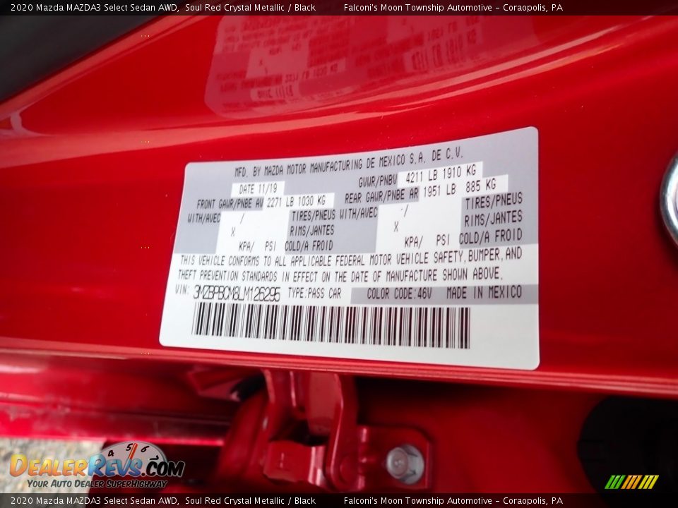 2020 Mazda MAZDA3 Select Sedan AWD Soul Red Crystal Metallic / Black Photo #12