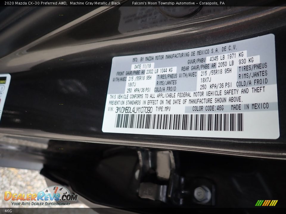 Mazda Color Code 46G Machine Gray Metallic