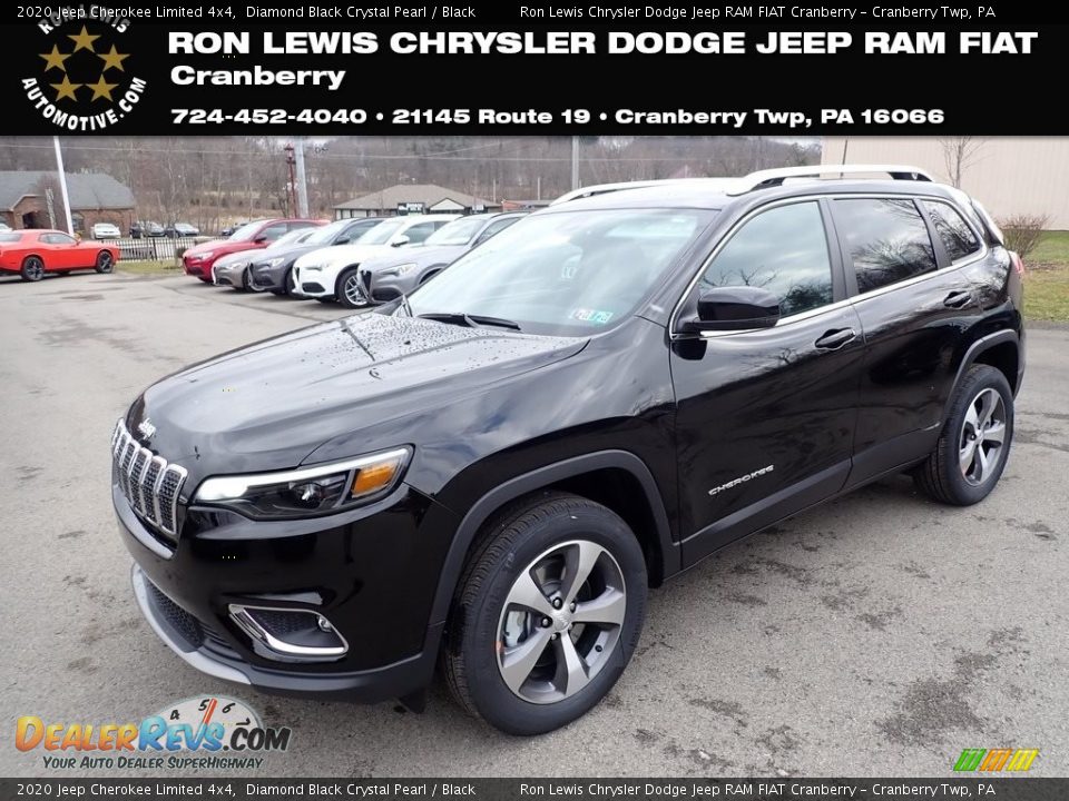2020 Jeep Cherokee Limited 4x4 Diamond Black Crystal Pearl / Black Photo #1