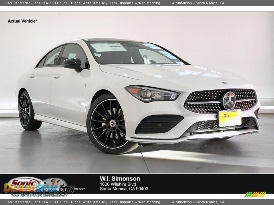 2020 Mercedes-Benz CLA 250 Coupe Digital White Metallic / Black Dinamica w/Red stitching Photo #1