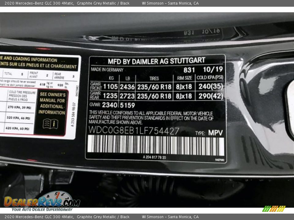 2020 Mercedes-Benz GLC 300 4Matic Graphite Grey Metallic / Black Photo #11