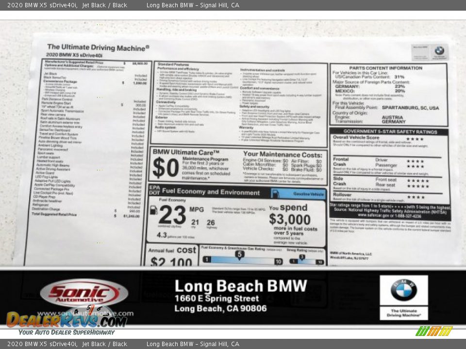 2020 BMW X5 sDrive40i Jet Black / Black Photo #10