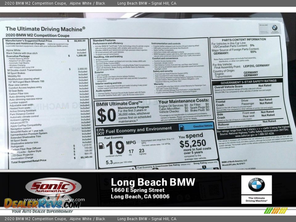 2020 BMW M2 Competition Coupe Alpine White / Black Photo #10