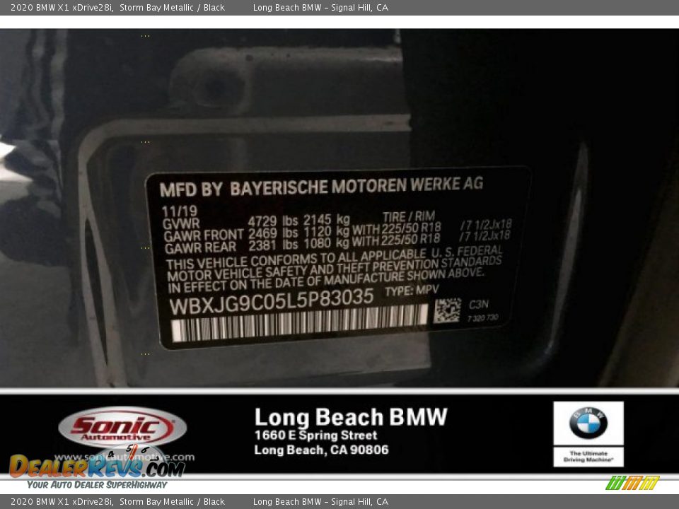 2020 BMW X1 xDrive28i Storm Bay Metallic / Black Photo #11