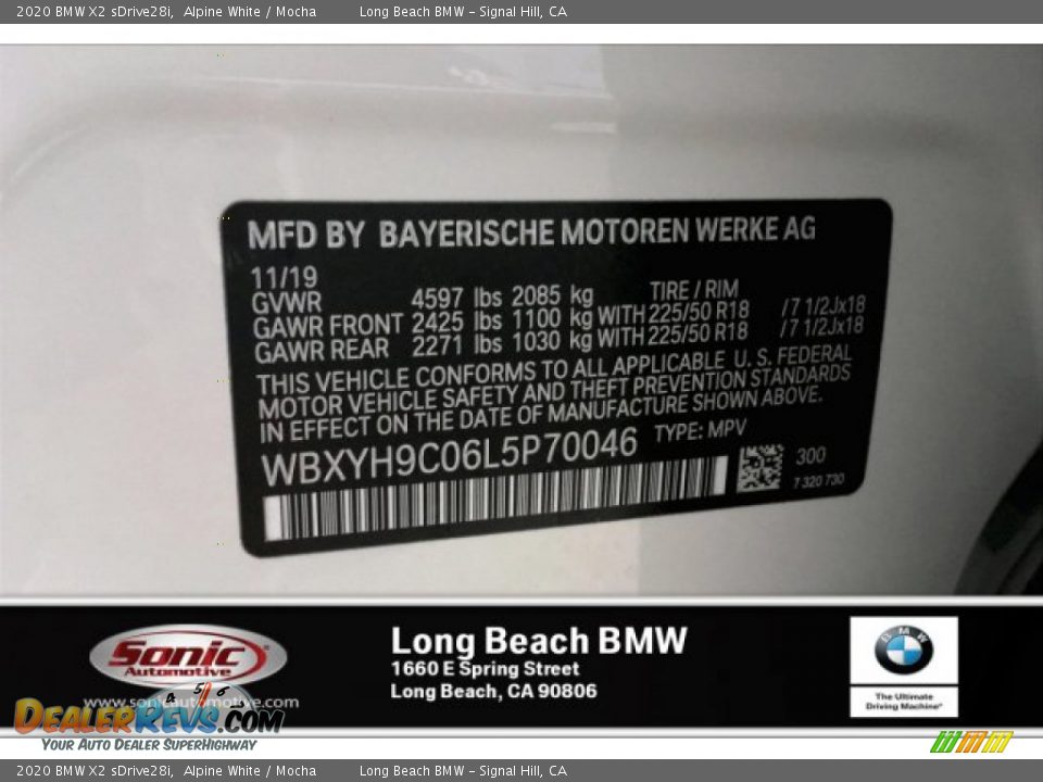 2020 BMW X2 sDrive28i Alpine White / Mocha Photo #11
