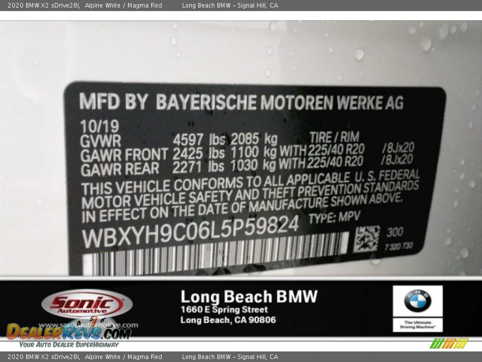 2020 BMW X2 sDrive28i Alpine White / Magma Red Photo #11
