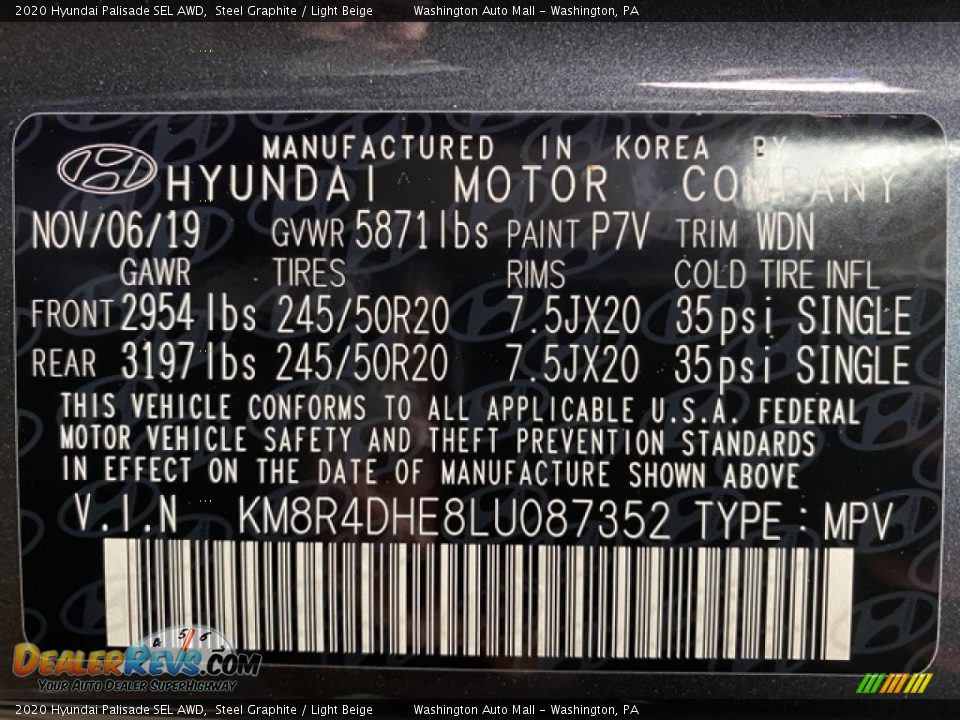 2020 Hyundai Palisade SEL AWD Steel Graphite / Light Beige Photo #10