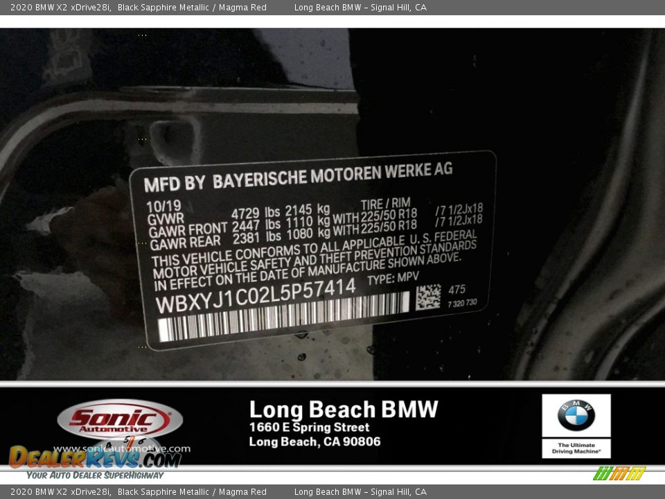 2020 BMW X2 xDrive28i Black Sapphire Metallic / Magma Red Photo #11