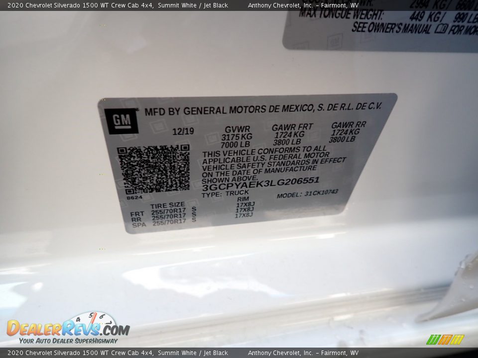 2020 Chevrolet Silverado 1500 WT Crew Cab 4x4 Summit White / Jet Black Photo #14