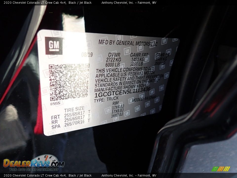 2020 Chevrolet Colorado LT Crew Cab 4x4 Black / Jet Black Photo #15