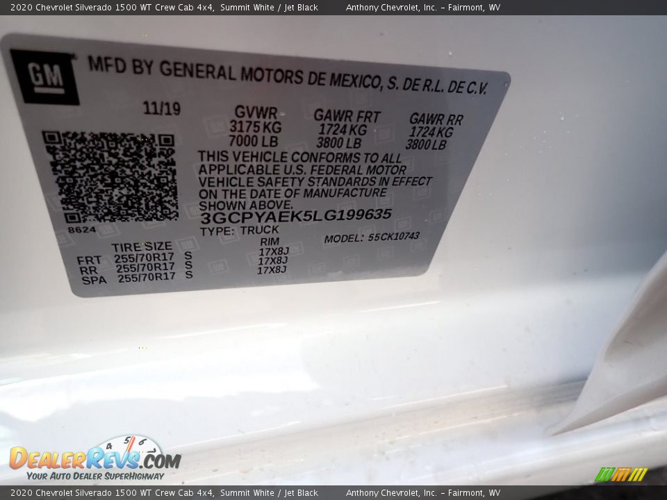 2020 Chevrolet Silverado 1500 WT Crew Cab 4x4 Summit White / Jet Black Photo #16