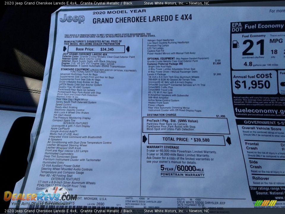 2020 Jeep Grand Cherokee Laredo E 4x4 Granite Crystal Metallic / Black Photo #31