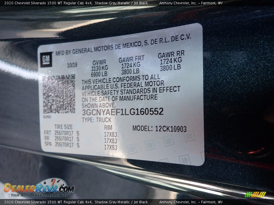 2020 Chevrolet Silverado 1500 WT Regular Cab 4x4 Shadow Gray Metallic / Jet Black Photo #14