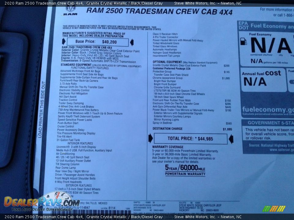 2020 Ram 2500 Tradesman Crew Cab 4x4 Granite Crystal Metallic / Black/Diesel Gray Photo #27