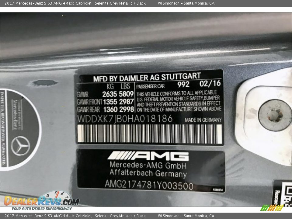 2017 Mercedes-Benz S 63 AMG 4Matic Cabriolet Selenite Grey Metallic / Black Photo #24