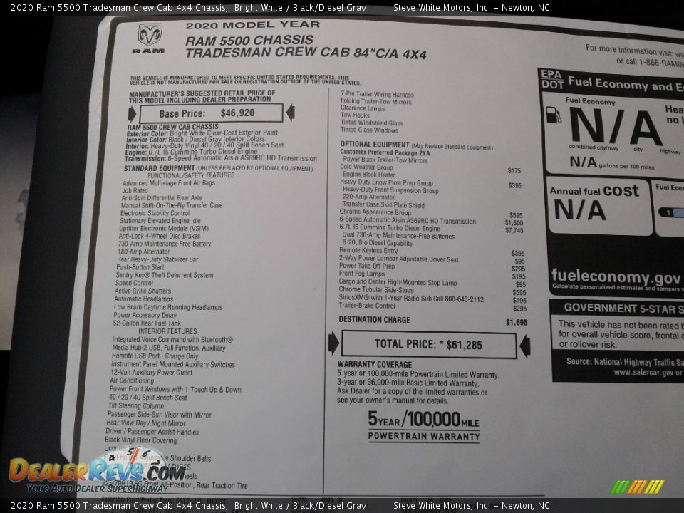 2020 Ram 5500 Tradesman Crew Cab 4x4 Chassis Bright White / Black/Diesel Gray Photo #25