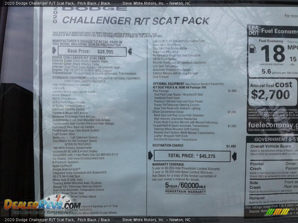 2020 Dodge Challenger R/T Scat Pack Pitch Black / Black Photo #27