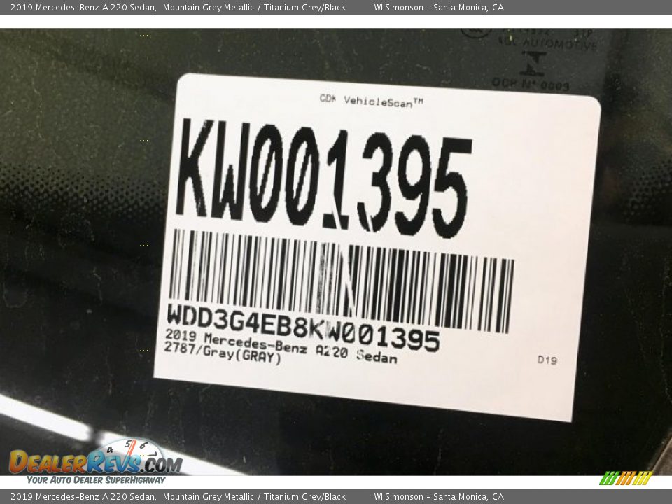 2019 Mercedes-Benz A 220 Sedan Mountain Grey Metallic / Titanium Grey/Black Photo #12