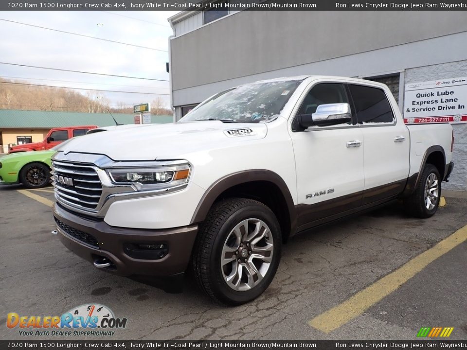 2020 Ram 1500 Longhorn Crew Cab 4x4 Ivory White Tri-Coat Pearl / Light Mountain Brown/Mountain Brown Photo #1