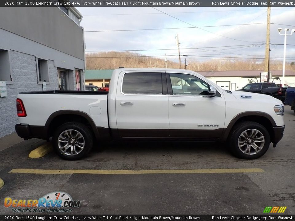 2020 Ram 1500 Longhorn Crew Cab 4x4 Ivory White Tri-Coat Pearl / Light Mountain Brown/Mountain Brown Photo #3