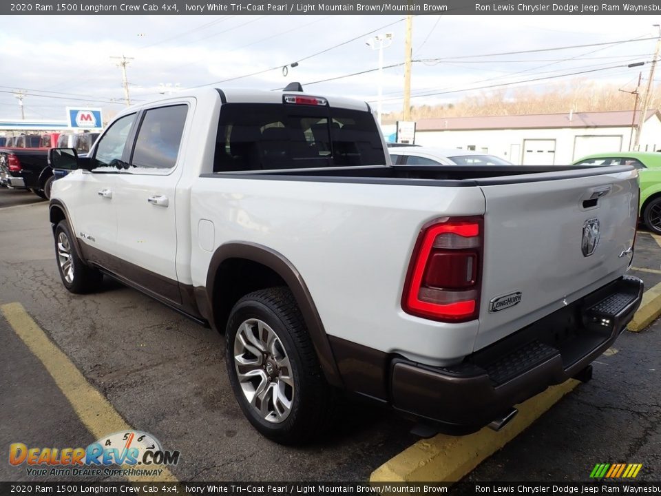 2020 Ram 1500 Longhorn Crew Cab 4x4 Ivory White Tri-Coat Pearl / Light Mountain Brown/Mountain Brown Photo #4