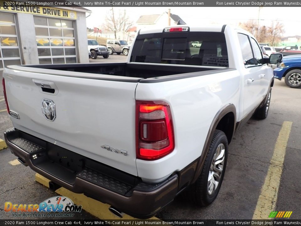 2020 Ram 1500 Longhorn Crew Cab 4x4 Ivory White Tri-Coat Pearl / Light Mountain Brown/Mountain Brown Photo #5