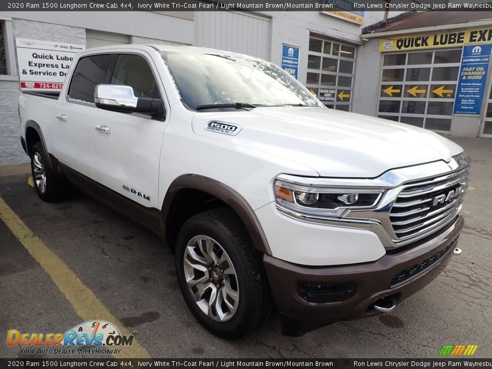 2020 Ram 1500 Longhorn Crew Cab 4x4 Ivory White Tri-Coat Pearl / Light Mountain Brown/Mountain Brown Photo #6