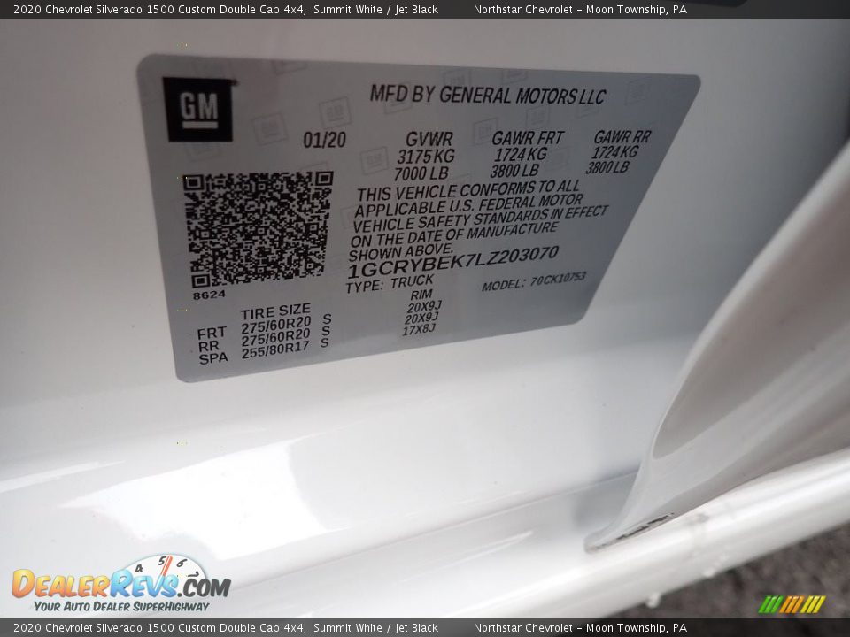 2020 Chevrolet Silverado 1500 Custom Double Cab 4x4 Summit White / Jet Black Photo #17
