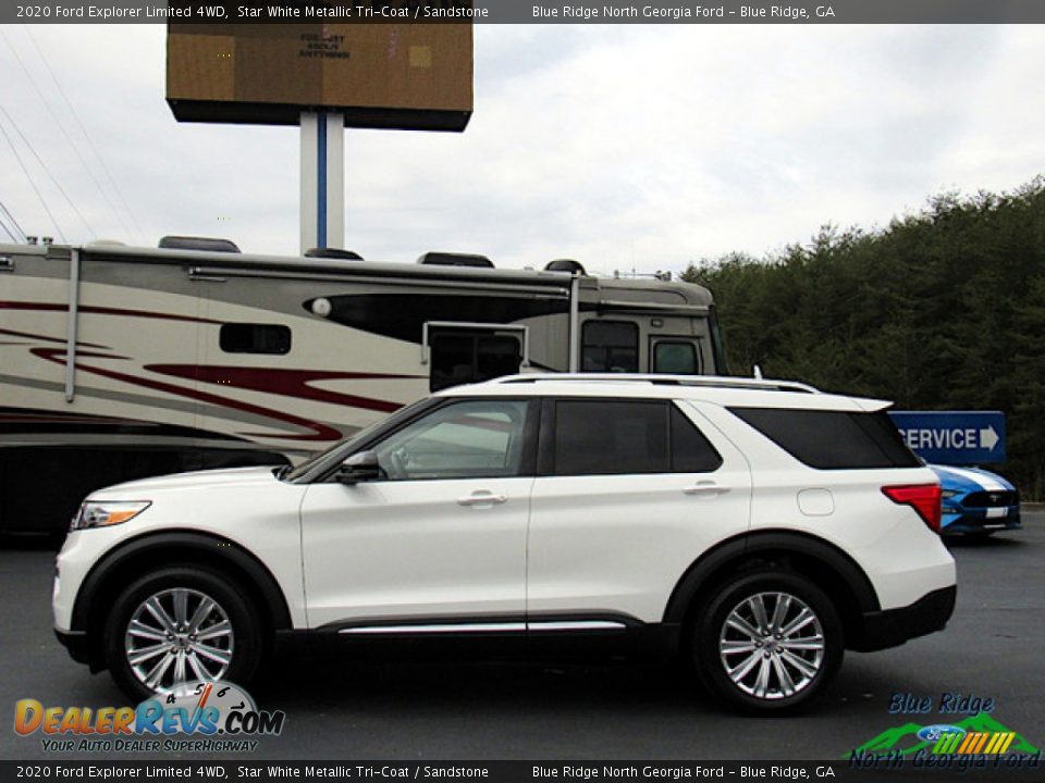 2020 Ford Explorer Limited 4WD Star White Metallic Tri-Coat / Sandstone Photo #2
