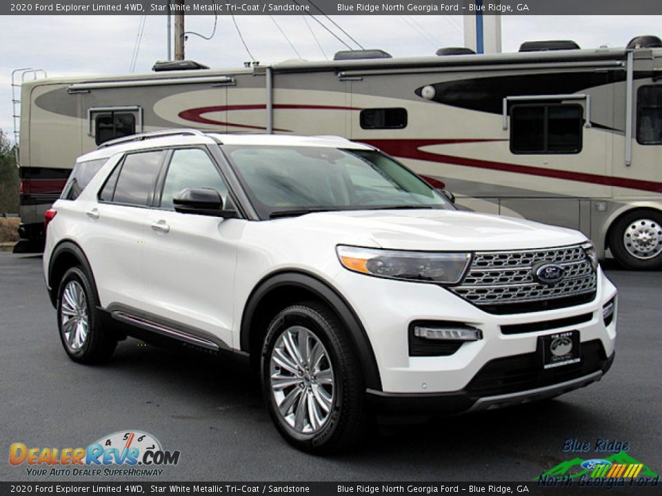 2020 Ford Explorer Limited 4WD Star White Metallic Tri-Coat / Sandstone Photo #7
