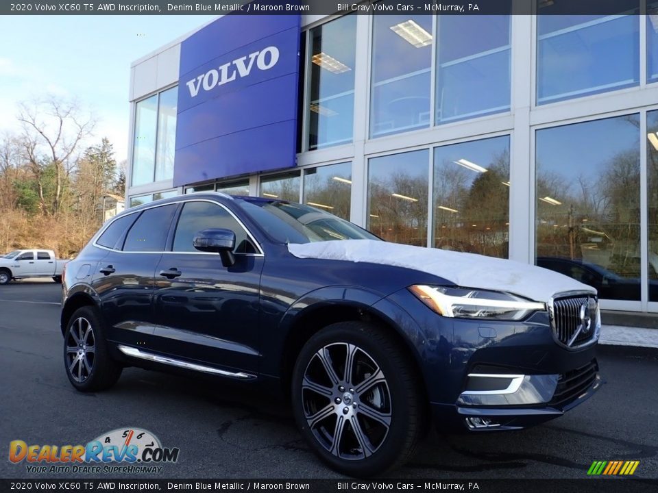 2020 Volvo XC60 T5 AWD Inscription Denim Blue Metallic / Maroon Brown Photo #1