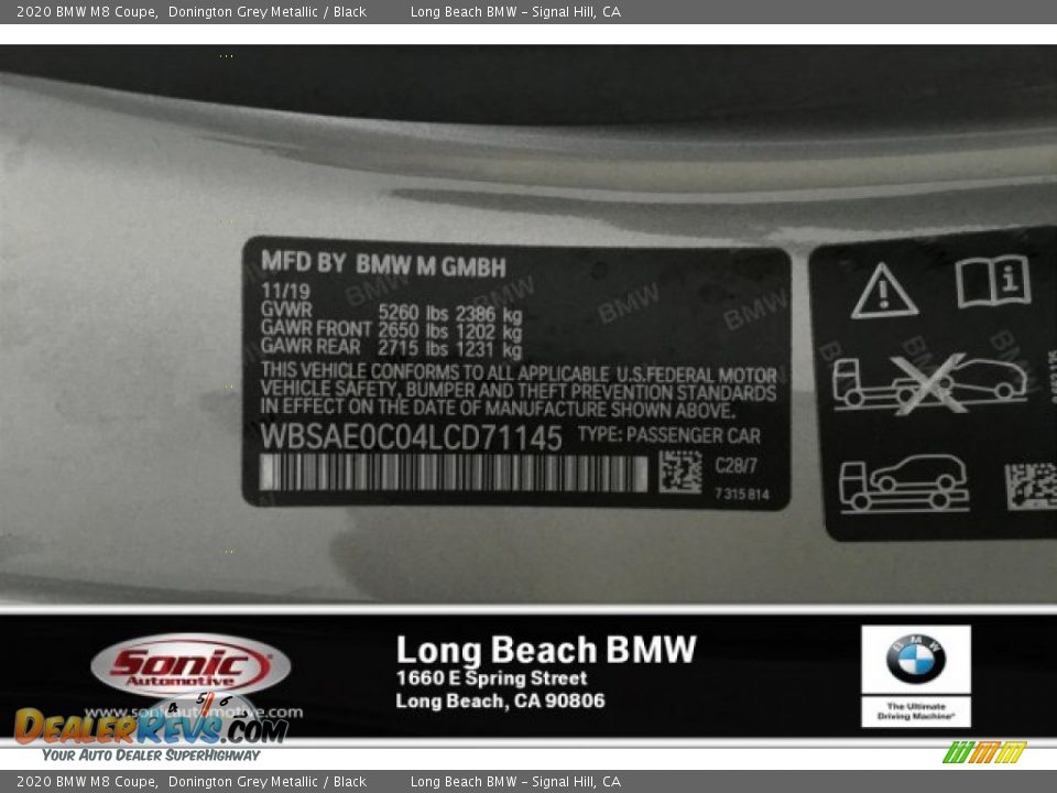 2020 BMW M8 Coupe Donington Grey Metallic / Black Photo #11