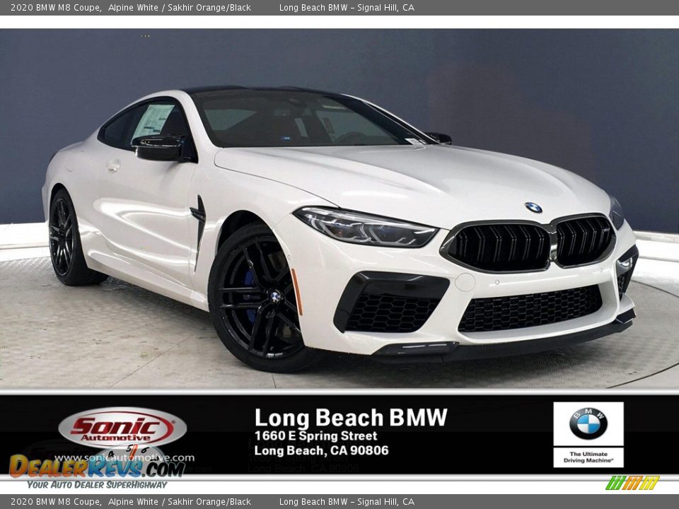 2020 BMW M8 Coupe Alpine White / Sakhir Orange/Black Photo #1