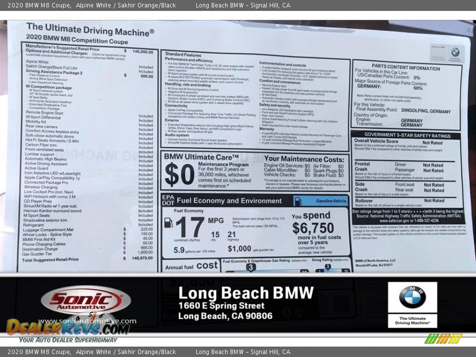 2020 BMW M8 Coupe Alpine White / Sakhir Orange/Black Photo #10