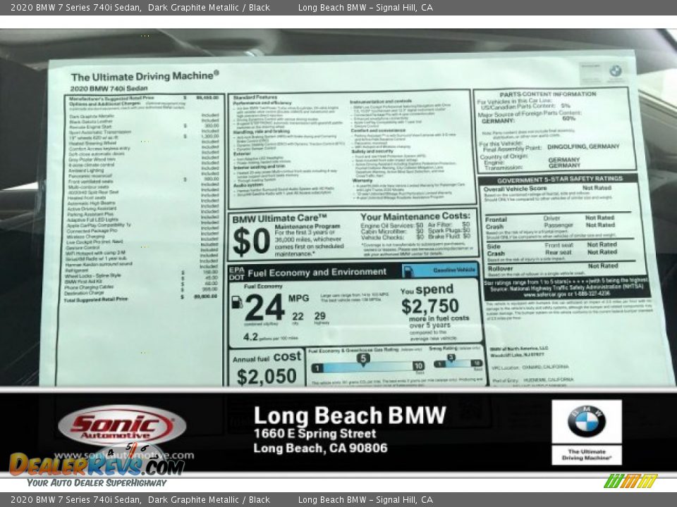 2020 BMW 7 Series 740i Sedan Dark Graphite Metallic / Black Photo #10