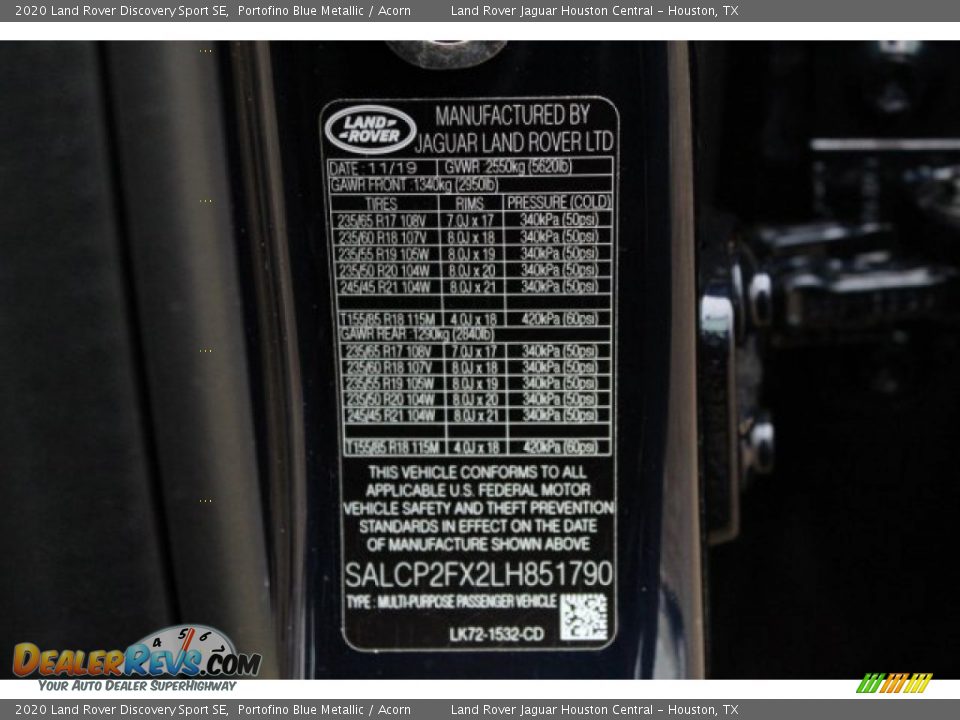 2020 Land Rover Discovery Sport SE Portofino Blue Metallic / Acorn Photo #28