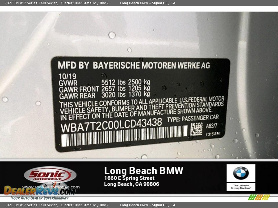 2020 BMW 7 Series 740i Sedan Glacier Silver Metallic / Black Photo #11