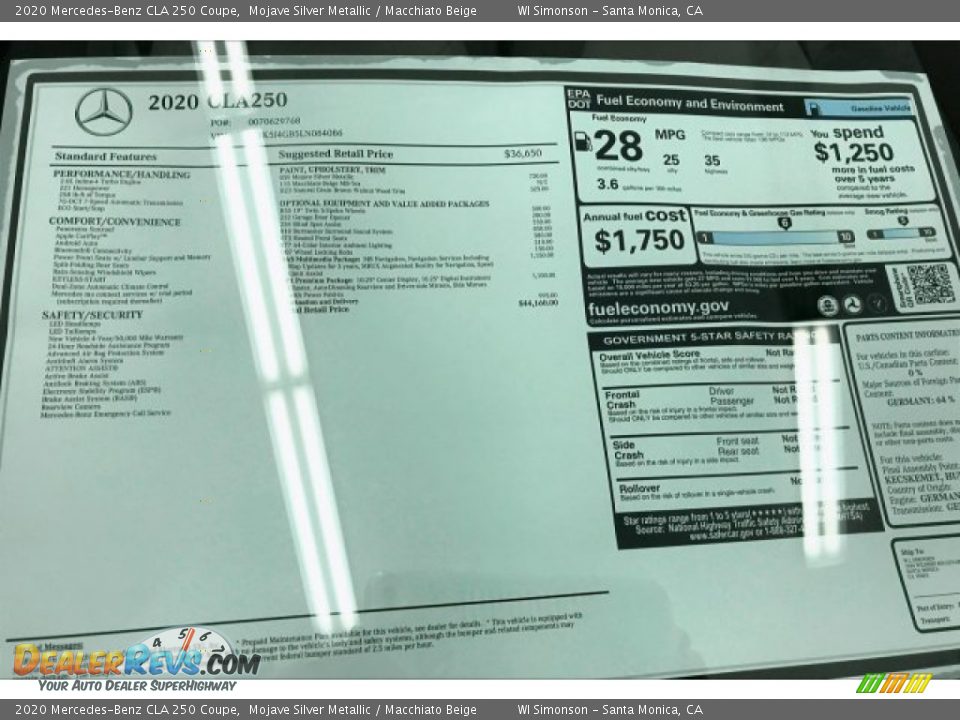 2020 Mercedes-Benz CLA 250 Coupe Mojave Silver Metallic / Macchiato Beige Photo #10