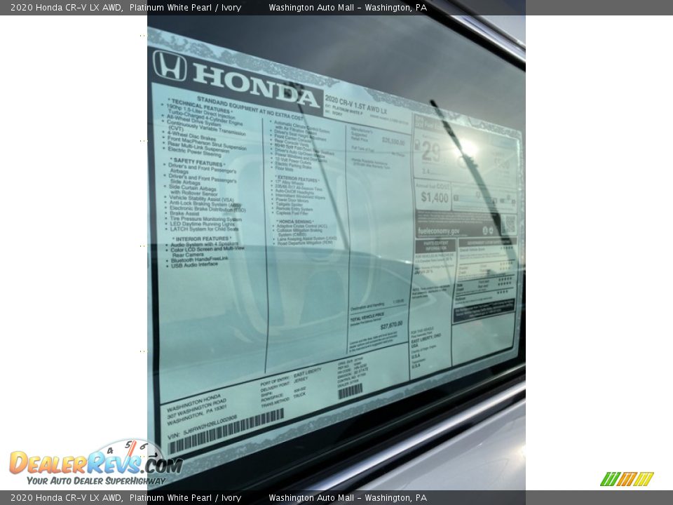 2020 Honda CR-V LX AWD Platinum White Pearl / Ivory Photo #15