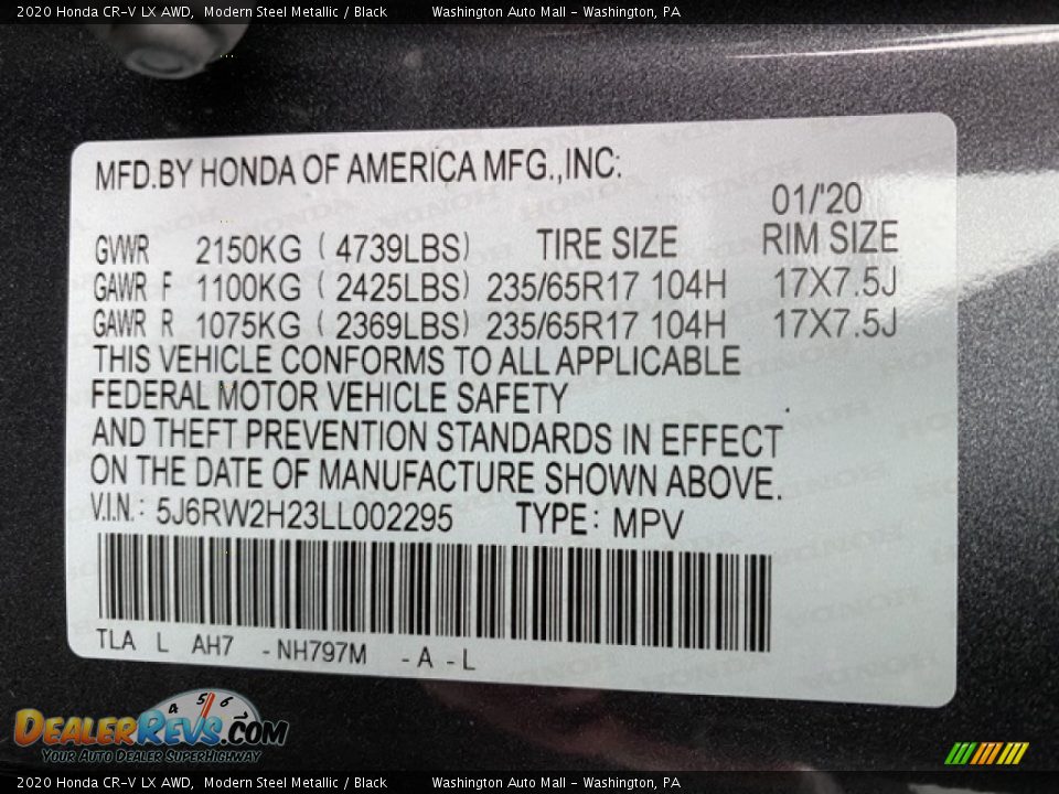 2020 Honda CR-V LX AWD Modern Steel Metallic / Black Photo #9