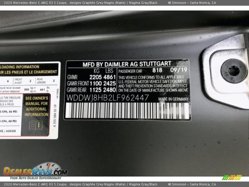 2020 Mercedes-Benz C AMG 63 S Coupe designo Graphite Grey Magno (Matte) / Magma Gray/Black Photo #24