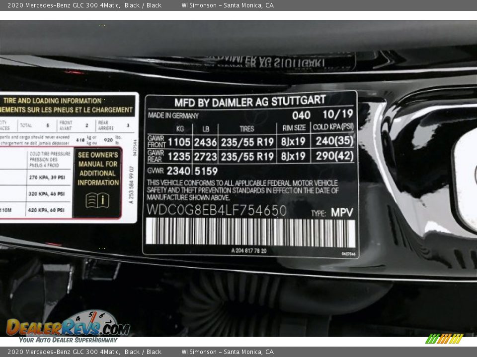 2020 Mercedes-Benz GLC 300 4Matic Black / Black Photo #11