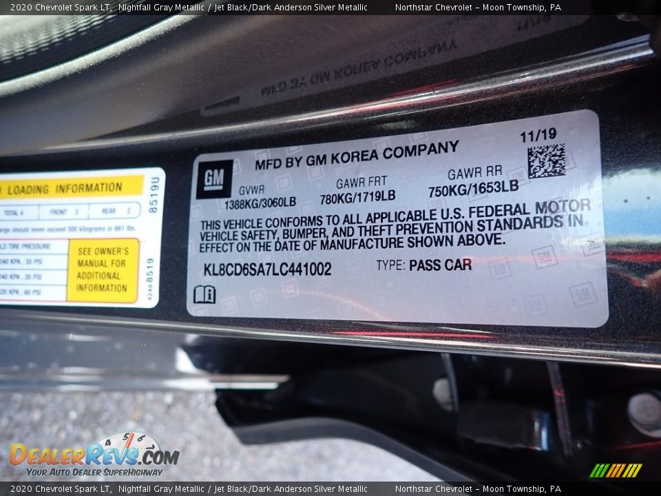 2020 Chevrolet Spark LT Nightfall Gray Metallic / Jet Black/Dark Anderson Silver Metallic Photo #16