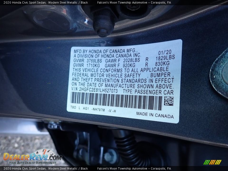 2020 Honda Civic Sport Sedan Modern Steel Metallic / Black Photo #12