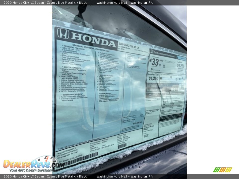 2020 Honda Civic LX Sedan Cosmic Blue Metallic / Black Photo #15