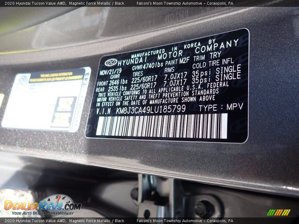 2020 Hyundai Tucson Value AWD Magnetic Force Metallic / Black Photo #12